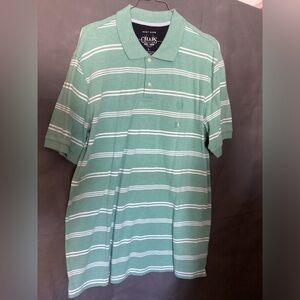 Mens Chaps Green Easy Care Short Sleeve Striped Polo Shirt Size Large L/G -NWOT